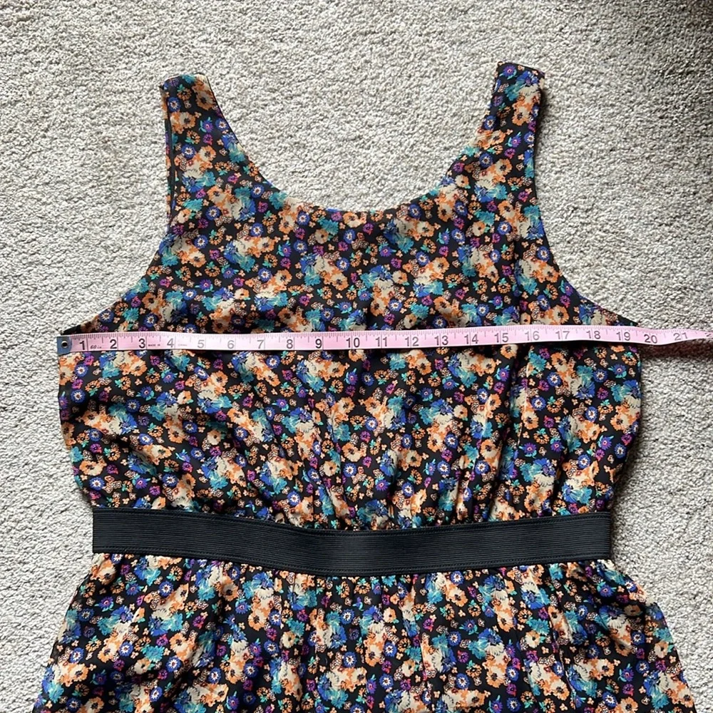 Xhilaration Sleeveless Floral Dress XL Black Orange Blue Purple Flowers Keyhole - Picture 9 of 15